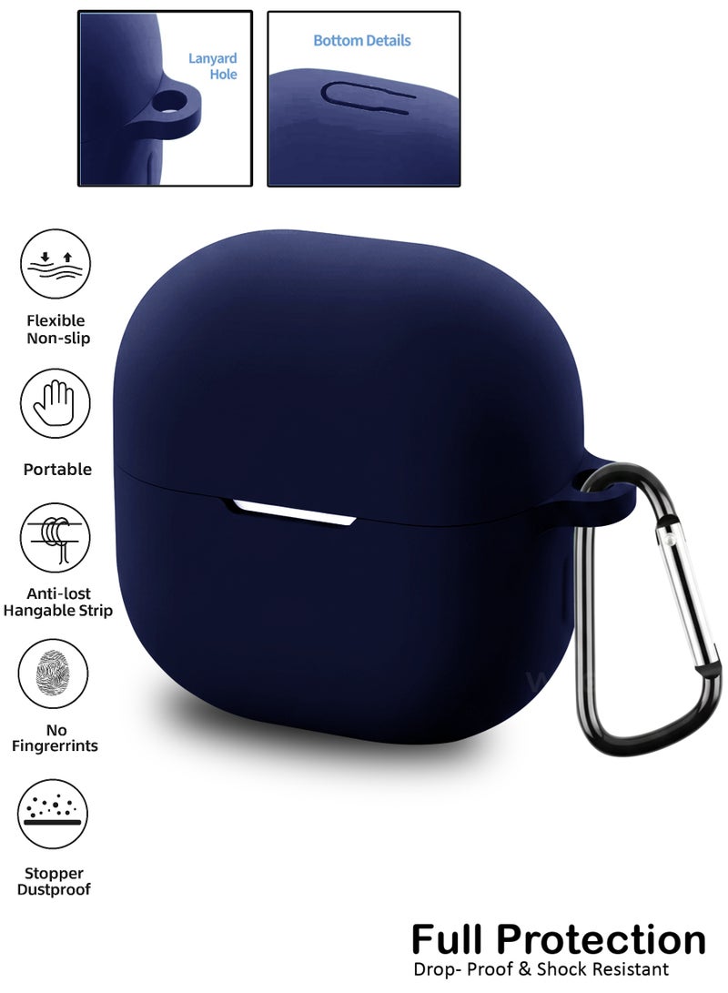 جراب سيليكون لهاتف هواوي فري كليب 2 | متوافق مع هواوي فري كليب 2 | غطاء حماية كامل مقاوم للصدمات لهاتف هواوي فري كليب 2 مع حلقة مفاتيح (لا يشمل سماعات AirPods) - أزرق داكن - Image 5